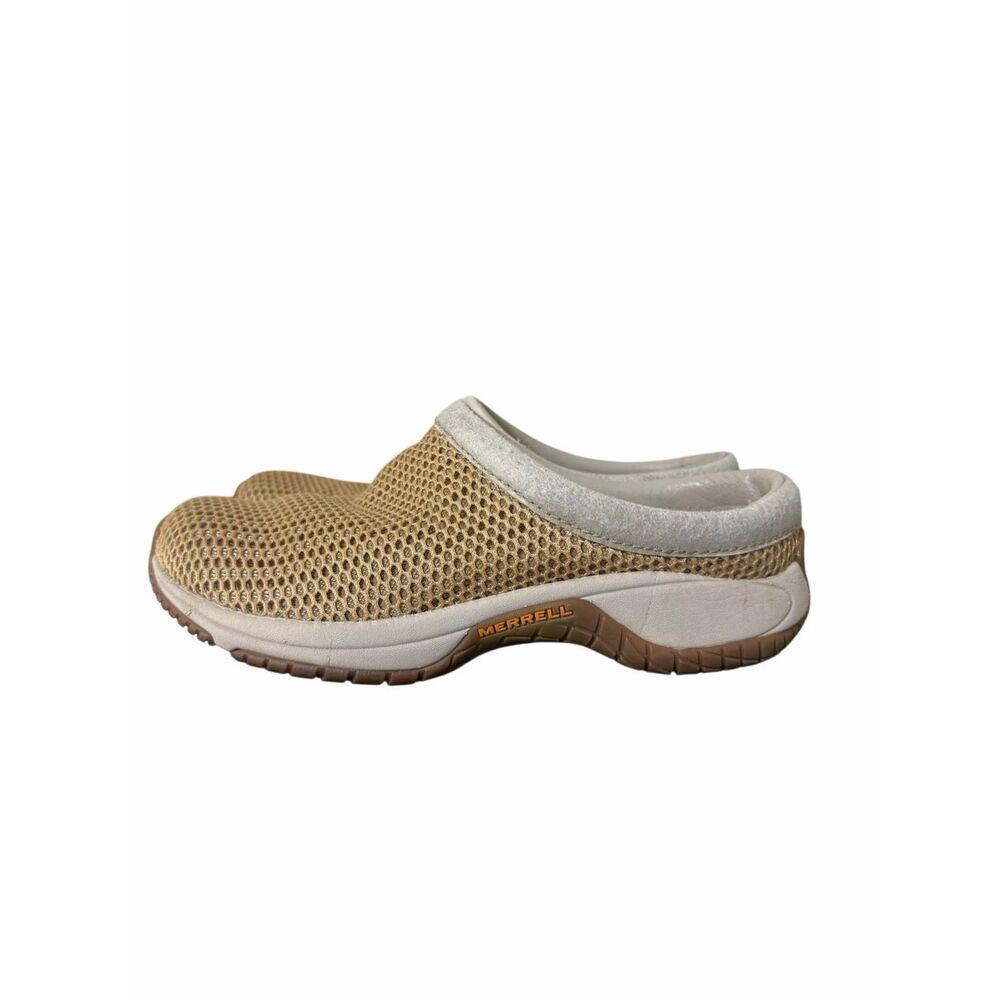 Merrell Shoes Woman's Size 7.5 Beige Encore Breeze Slip On Mules Mesh Clogs